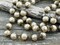 10mm Czech Glass Satin Taupe Baroque Pearl Chain with Antique Bronze Caps -- Sold by the foot